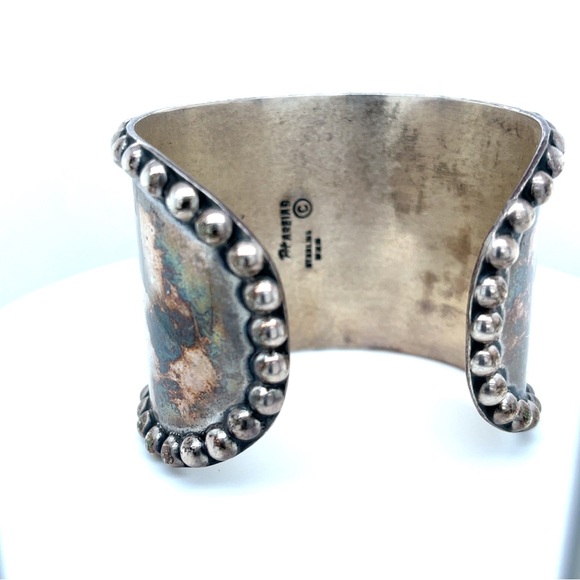 Sterling turquoise cuff by Pat Areias - Picture 7 of 9